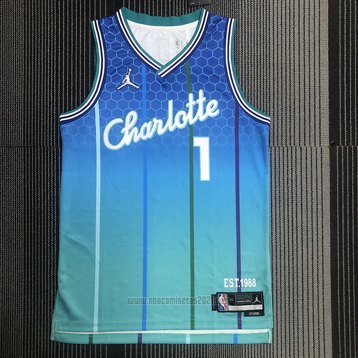 Camiseta Charlotte Hornets LaMelo Ball #1 Ciudad 2022-23 Azul